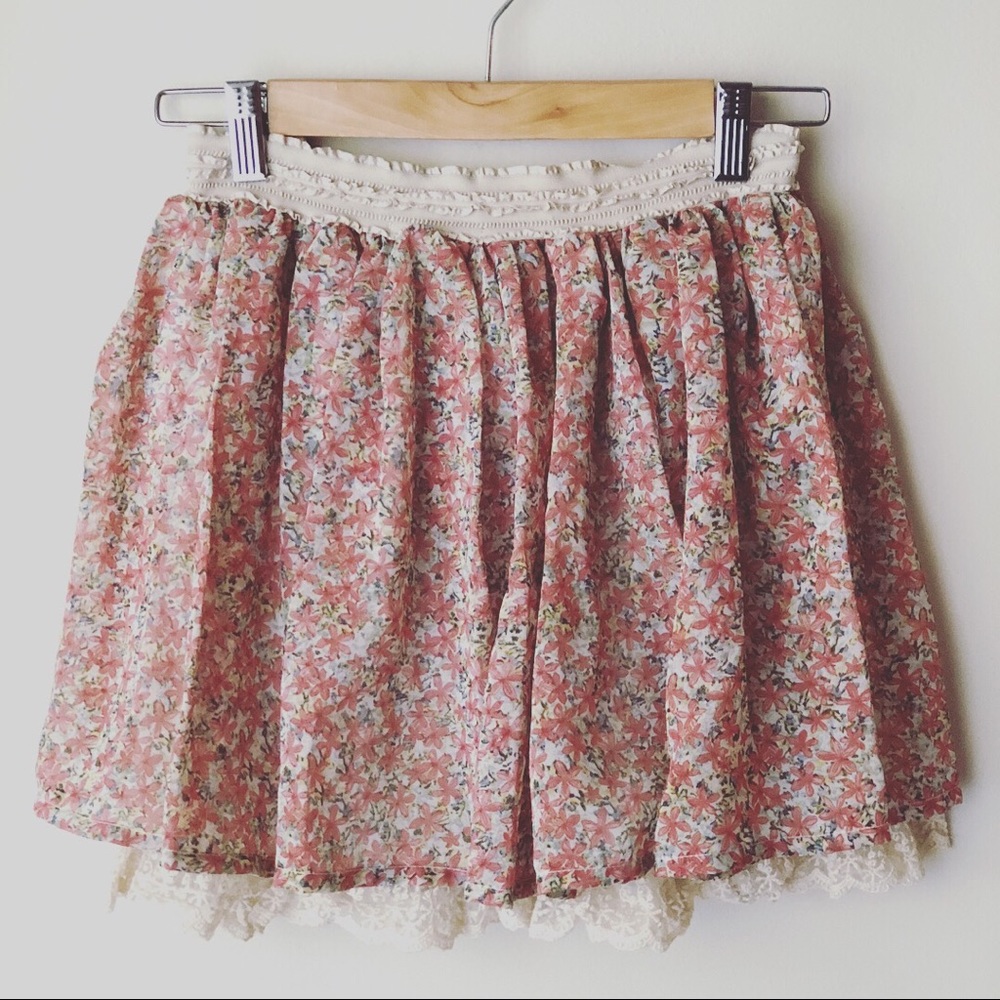 Floral print skirt (Pink)